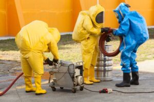 Ethically disposing hazardous waste Workers in hazmat suits are managing hazardous waste & spill response in Raleigh & Fayetteville, NC