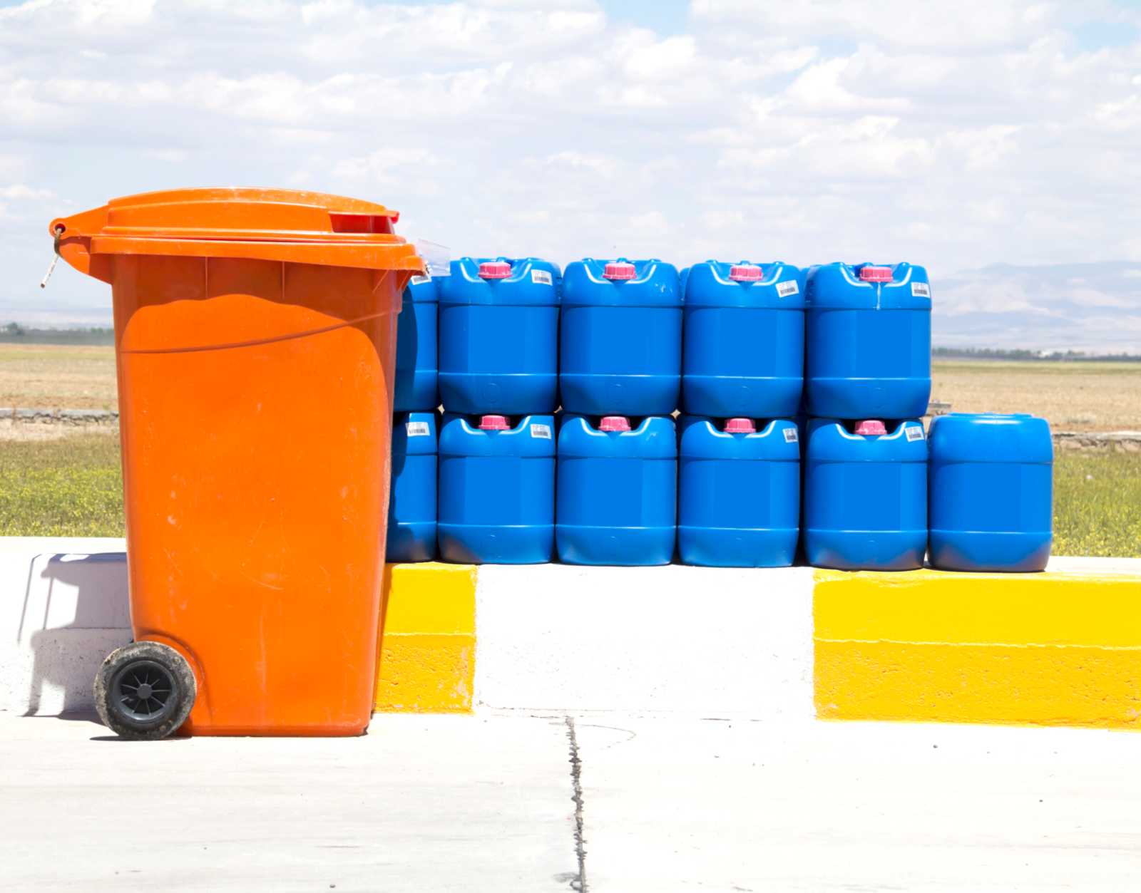 Storage containers and waste bin for safe glycol disposal
