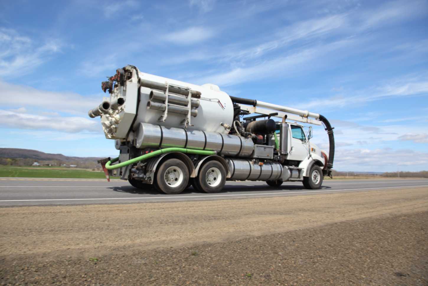Vacuum truck used for industrial cleaning and waste removal