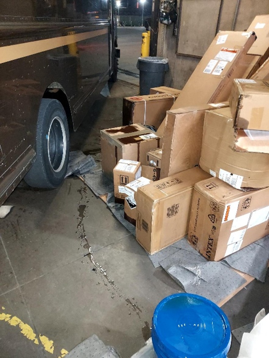 Stacked cardboard boxes for solid waste management in Fayetteville, NC